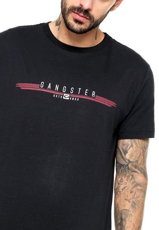 Camiseta Gangster Estampada Preta