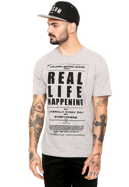 Camiseta Volcom Real Life Cinza - Marca Volcom