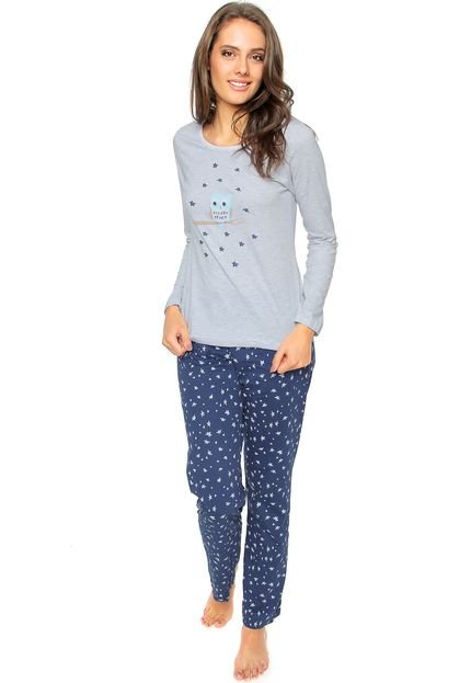 Pijama Espaço Pijama Corujas Cinza/Azul - Marca Espaço Pijama