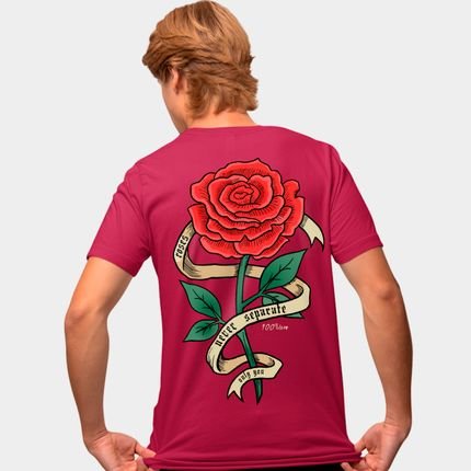 Camisa Camiseta Genuine Grit Masculina Estampada Algodão 30.1 Roses - P - Bordo - Marca Genuine