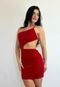 Vestido Curto Alfaiataria Cut Out Abertura Lateral Detalhe nas Costas Candy Vermelho - Marca Cia do Vestido