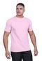 Camiseta Básica Masculina Kit 2 Algodão Fio 30.1 Lisa Macia Tradicional Slim Fit Premium Techmalhas Cinza/Rosa Claro - Marca TECHMALHAS