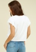 Blusa Pop Me em Malha Texturizada Manga Curta Babado Off-White - Marca Pop Me