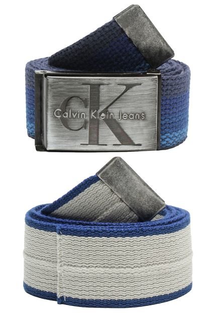 Kit Cinto Calvin Klein Listra Azul - Marca Calvin Klein
