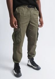 Pantalón Topman Skinny Belted Cargo Trousers Verde - Calce Skinny