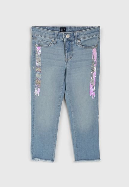 Calça Jeans GAP Infantil Paetês Azul - Marca GAP