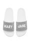 Chinelo Slide Mary Jane Lurex Cinza/Branco - Marca Mary Jane