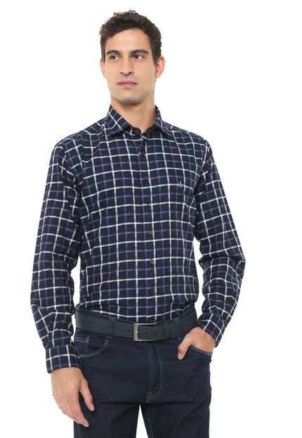 Camisa Dudalina Reta Xadrez Azul-marinho - Marca Dudalina