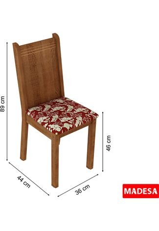 Sala De Jantar Madesa Base De Madeira Com Tampo De Vidro E 6 Cadeiras Molly - Rustic/ Vermelho