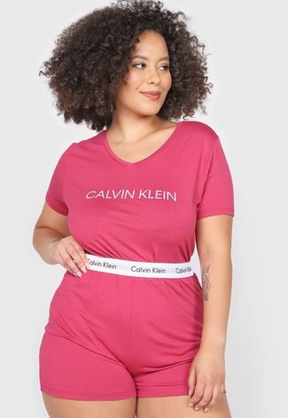 Short-Doll Calvin Klein Underwear Plus Size Logo Pink - Compre