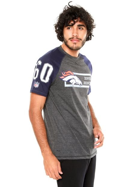 Camiseta Raglan New Era Rec Denver Broncos Cinza/Azul-Marinho - Marca New Era