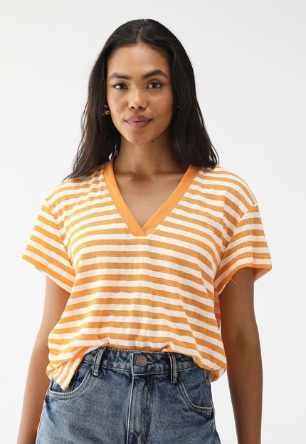 Blusa Animale Jeans Reta Listrada Amarela - Marca Animale Jeans