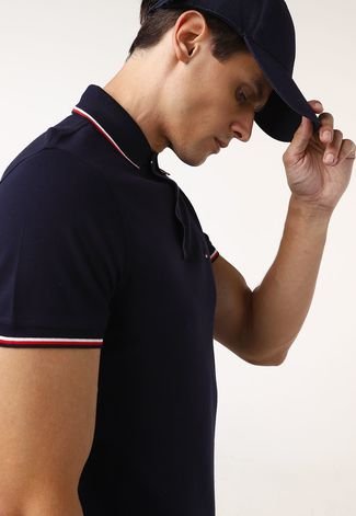 Camisa Polo Tommy Hilfiger Reta Frisos Azul-Marinho - Compre Agora