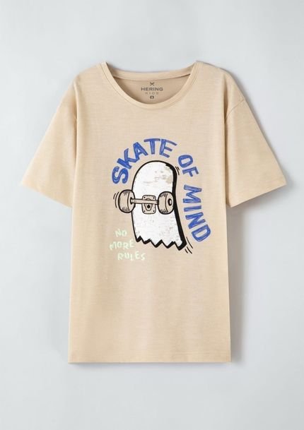 Camiseta Infantil Menino Manga Curta Tradicional Com Estampa Hering Kids  Tam 1 A 16 - Bege - Marca Hering