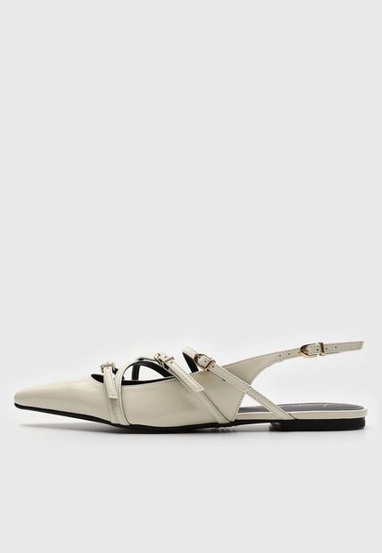 Sapatilha Slingback Luiza Barcelos Tiras Off-White - Marca Luiza Barcelos