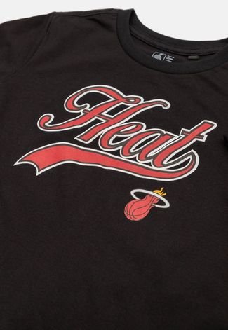 Camiseta NBA Juvenil Old Logo Miami Heat Preta