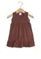 Vestido For Girl Manga Longa Menina Marrom - Marca For Girl