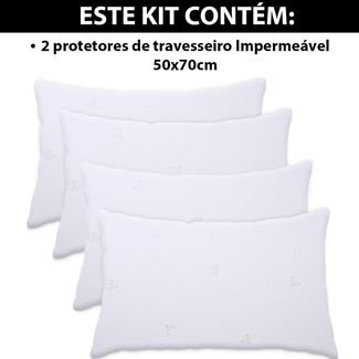 Kit 4 Protetor Impermeável de Travesseiro Silencioso de Malha Premium 50x70cm BF Colchões
