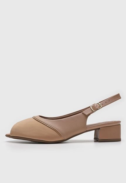 Peep Toe Piccadilly Slingback Bege - Marca Piccadilly