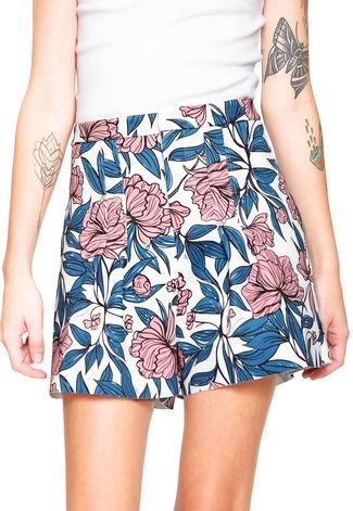 Short My Favorite Thing(s) Floral Branco/ Azul