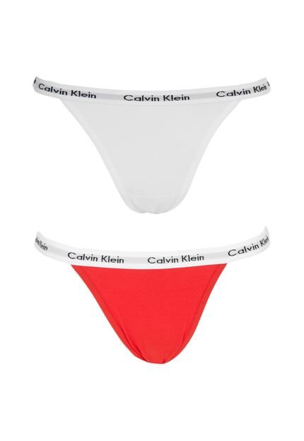 Kit Calcinha Calvin Klein Underwear Tanga Branco/ Laranja - Marca Calvin Klein Underwear