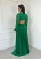 Vestido Longo Micro Tule Manga Longa Abertura Daffine Verde Esmeralda Multicolorido - Marca Cia do Vestido