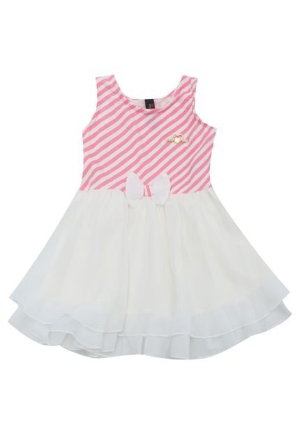 Vestido Duduka Bebê Menina Branco/Rosa - Marca Duduka
