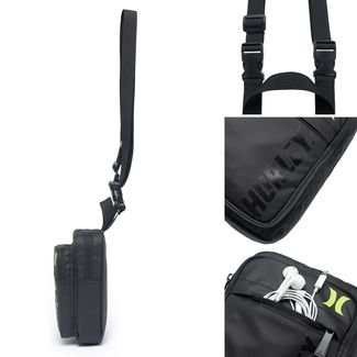 Bolsa Transversal Hurley Shoulder Bag Impermeável Tira Colo Preto