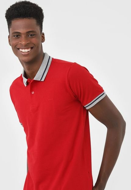 Camisa Polo Colcci Reta Frisos Vermelha - Marca Colcci