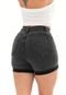 Shorts Jeans Feminino Meia Coxa Grafite Marmorizada Cintura Alta e Barra Dobrada - Marca GARAIS MODA