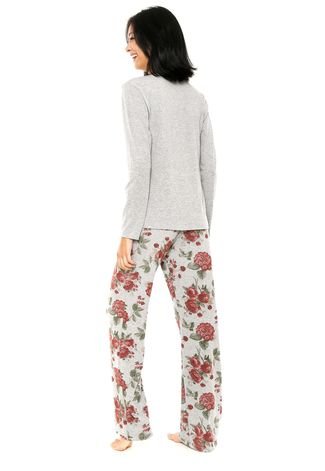 Pijama Cor com Amor Flores Cinza