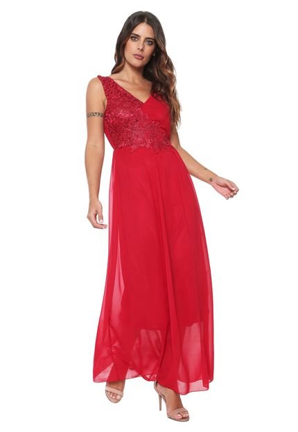 Vestido D.DRESS Longo Renda Vermelho - Marca D.DRESS