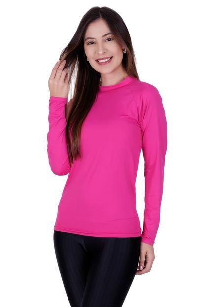 Blusa Fitness Térmica Segunda Pele Terra e Mar Camisa Proteção Solar UV 50  Academia Feminina Inverno Frio Pink - Marca TERRA E MAR MODAS