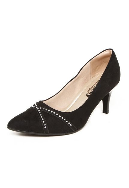 Scarpin Piccadilly Bico Fino Hotfix Preto - Marca Piccadilly