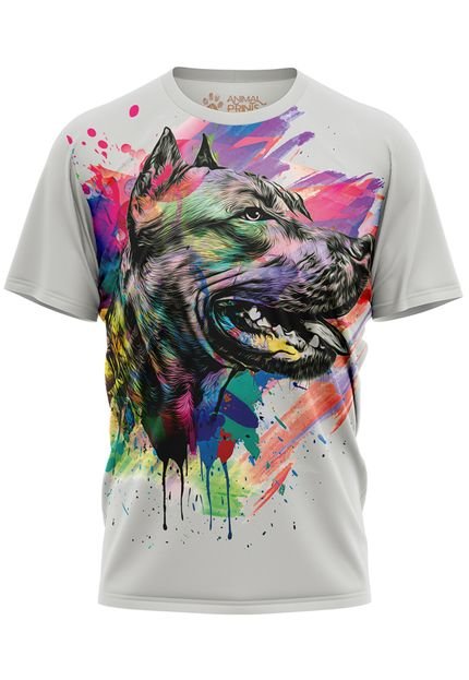 Camiseta Cachorro PitBull Pintura Splash - Marca Over Fame