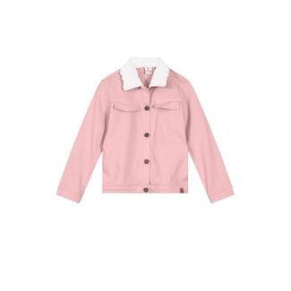 Jaqueta Sarja Com Pelinho Infantil Menina Rosa Brandili Incolor