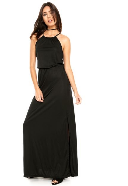 Vestido FiveBlu Longo Fenda Preto - Marca FiveBlu