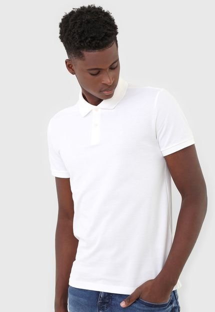 Camisa Polo Calvin Klein Slim Logo Off-White - Marca Calvin Klein