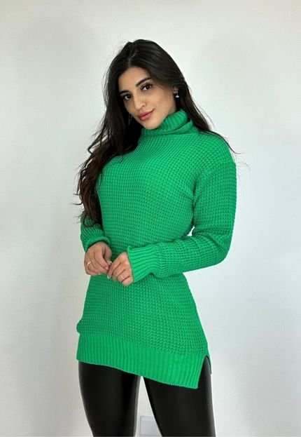 Tricot Blusa / Vest Legging Gola Alta Verde Limão - Marca Cia do Vestido