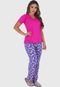 Pijama Manga Curta e Calça Comprida Estações Click Mais Bonita Coração Lilás - Marca Click Mais Bonita