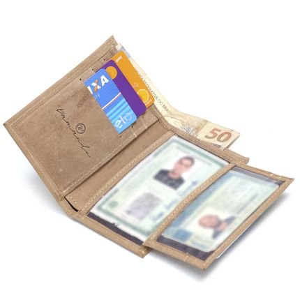 Carteira Porta Cartão Couro Dm Pequena Amarela - Marca Dm
