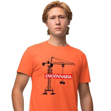 Camisa Camiseta Genuine Grit Masculina Estampada Algodão 30.1 Engenharia - Laranja - Marca Genuine