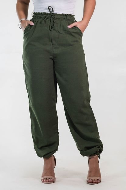 Calça Parachute Alta Linho Verde Marinho Feminina Anticorpus - Marca Anticorpus JeansWear