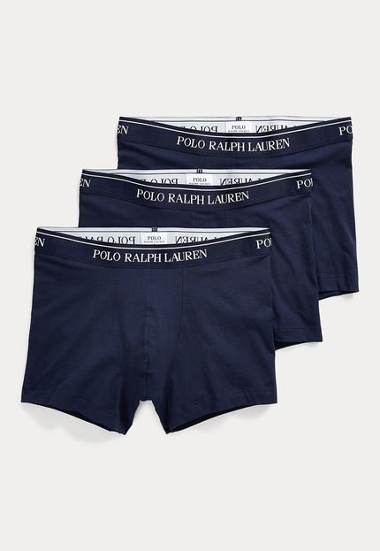 Kit 3pçs Cueca Polo Ralph Lauren Boxer Logo Azul-Marinho - Marca Polo Ralph Lauren