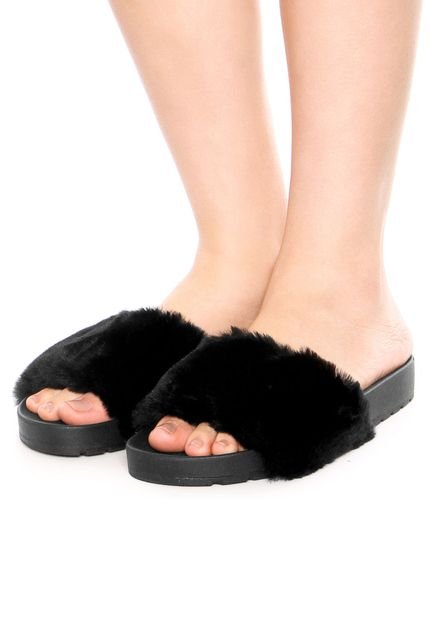 Chinelo Slide Colcci Pelugem Preto - Marca Colcci