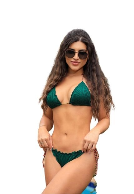Biquíni Cortininha Amarração Rendado Copacabana Verde - Marca Cia do Vestido