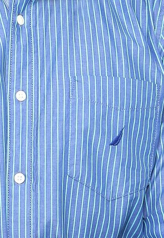 Camisa Nautica Listras Manga Longa Azul - Compre Agora