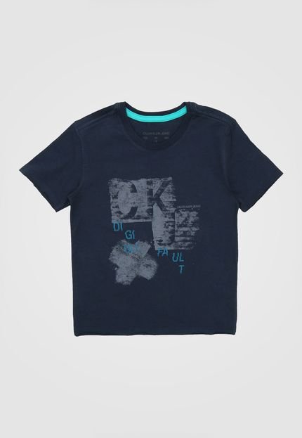 Camiseta Calvin Klein Kids Infantil Estampada Cinza/Azul-Marinho - Marca Calvin Klein Kids