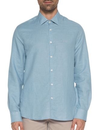 Camisa VR Masculina Casual Cotton Stretch Azul