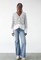 Cardigan Tricot GAP Reto Listrado Branco - Marca GAP